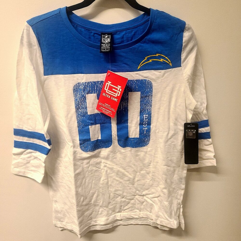 LA Chargers Women’s Long Sleeve Shirt (Medium) White/Blue NFL Logo — NWT